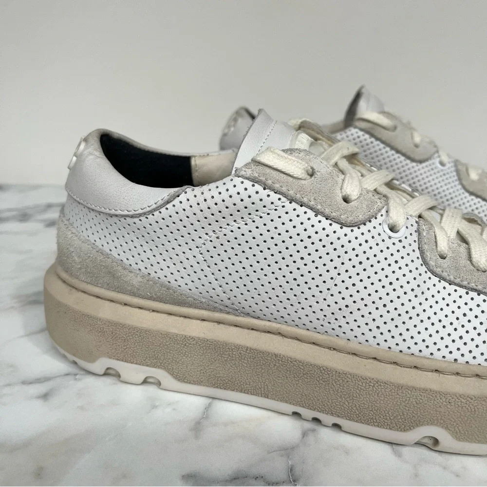 P448 Aerial Sneakers Perforated White Leather Woman’s Size 38 US 7.5/8